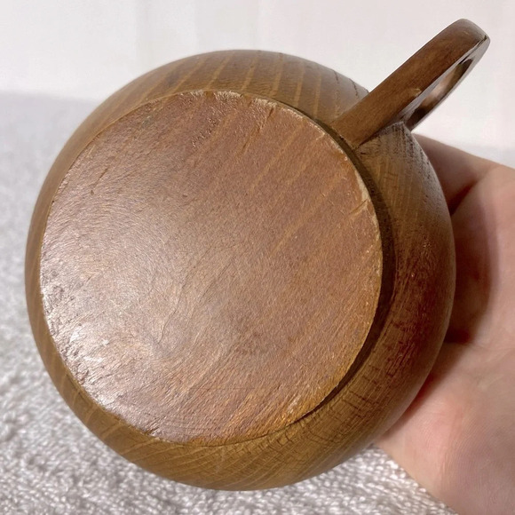 Vintage Handmade Wooden Candle Holder With Handle - Picture 4 of 12